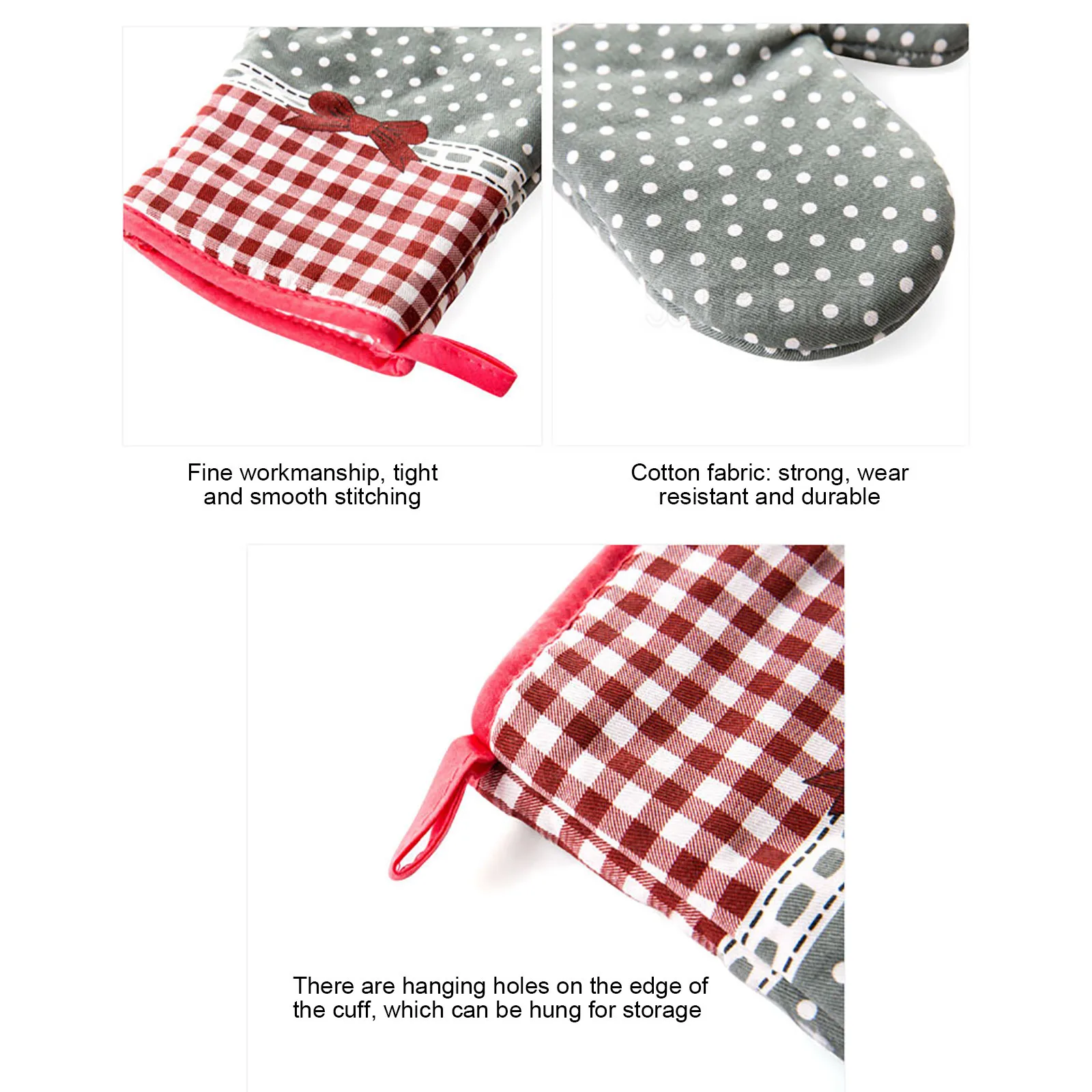 

Kitchen Cooking Microwave Oven Gloves Mitts Pot Pad Heat Proof Protected Kitchen Baking Cooking Gloves Tool