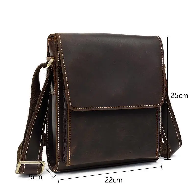 

YourSeason 2021 Men Casual Shoulder Crossbody Bags Retro Covering Crazy Horse Leather Student Messenger Book Handbags