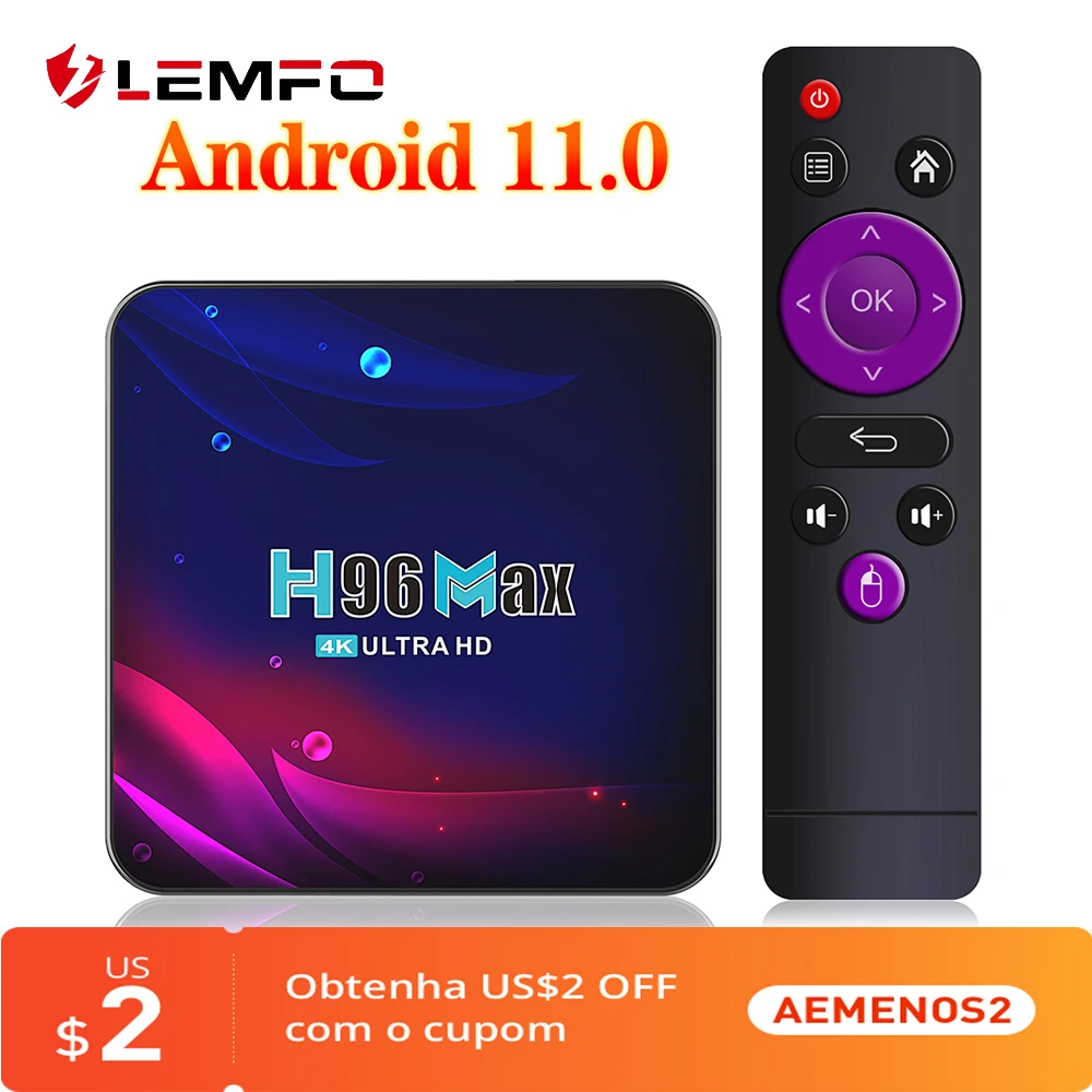 

Приставка Смарт-ТВ LEMFO H96 Max V11, Android 11, 2,4 ГГц и 5,8 ГГц, поддержка 4K Youtube Google Play