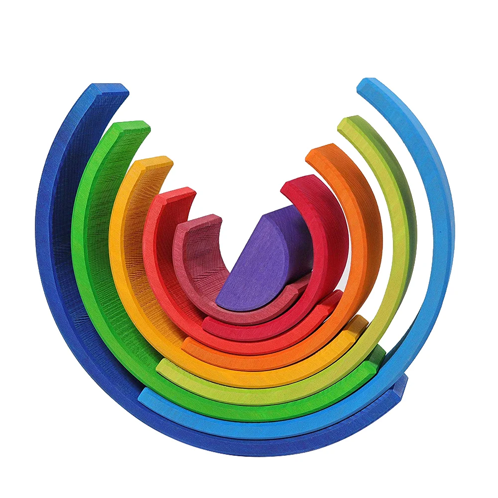 10 шт. деревянные строительные блоки игрушки детские радужные развивающие