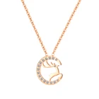 JIALY Европейская мода 316L нержавеющая сталь Роза олень Очаровательная подвеска с паве AAA CZ ожерелье цепь для женщин девушек ювелирные изделия подарок