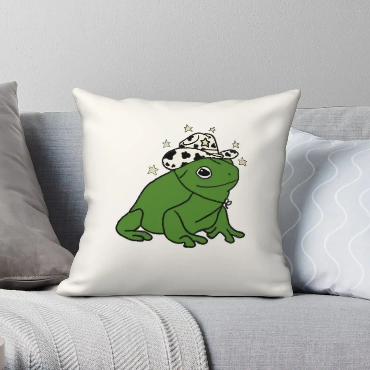 

Frog With A Cowboy Hat Square Pillowcase Polyester Linen Velvet Pattern Zip Decorative Throw Pillow Case Sofa Seater Cushion 18