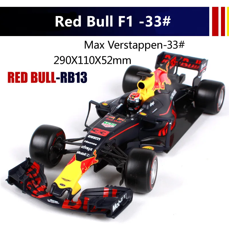 RED BULL-RB13 Бураго 1:18 красный BULL-RB13 сплав F1 модель автомобиля литье под давлением модель автомобиля моделирование автомобиля украшение коллекция Подарочная игрушка - Цвет: RED BULL-RB13