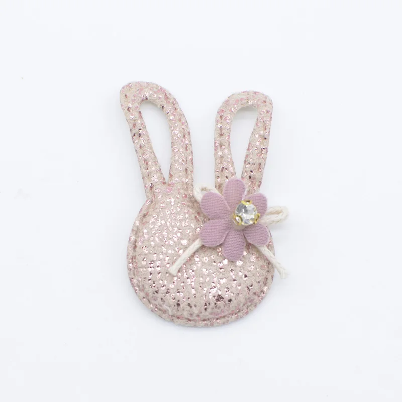 Korean Pink 10Pcs Kawaii Rabbit with Flower Rhinestone Applique for DIY Clothes Hat Patch Fabric Sewing Crafts Leggings Leg Socks Decor H81 - Цвет: Korean Pink