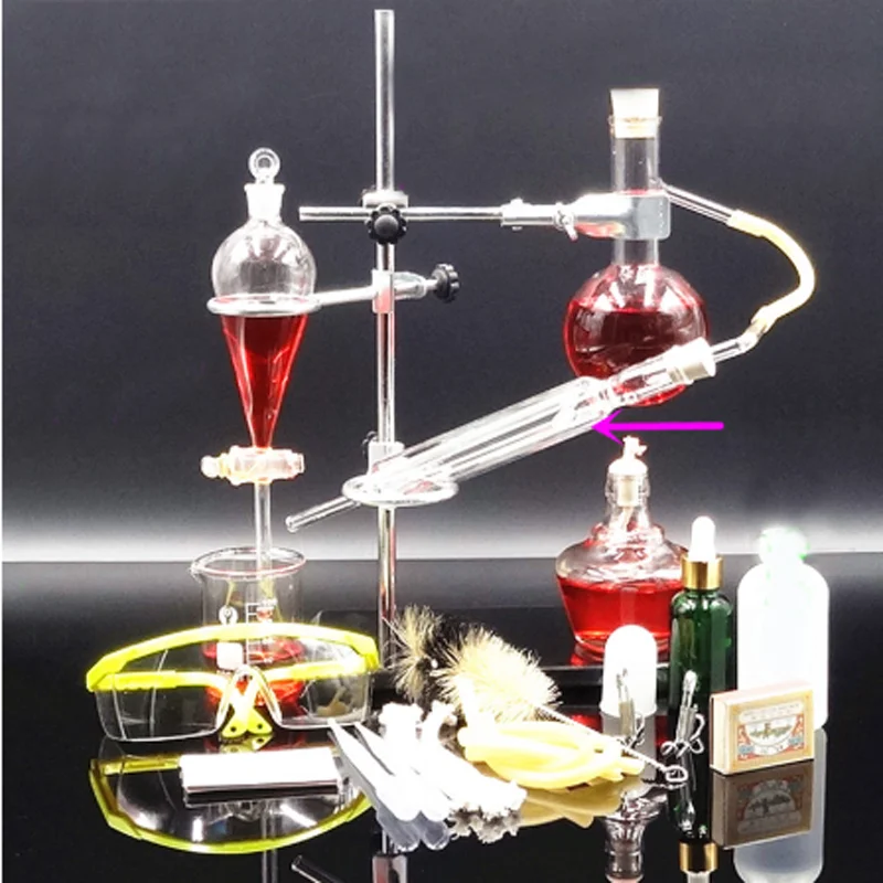 

DIY 150ml Glass Essential Oil Steam Distilling with Separating funnel Lab Apparatus Distillation Chemistry teaching equipment