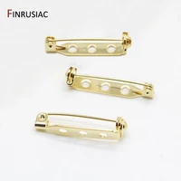 14k real gold plated 27mm length high quality safety lock pin brooch base back bar badge holder brooch pins diy jewelry findings