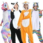 Пижама кигуруми в виде единорога для взрослых, комбинезон с рисунком волка, детская одежда для сна, домашняя одежда, пижама, кот, олень, панда, аниме, комбинезон
