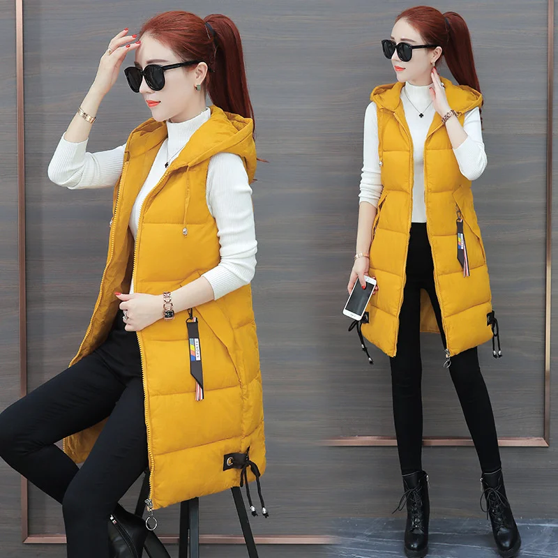 

Down cotton women's autumn and winter coat 2021 new dress Korean slim Medium and long waistcoat