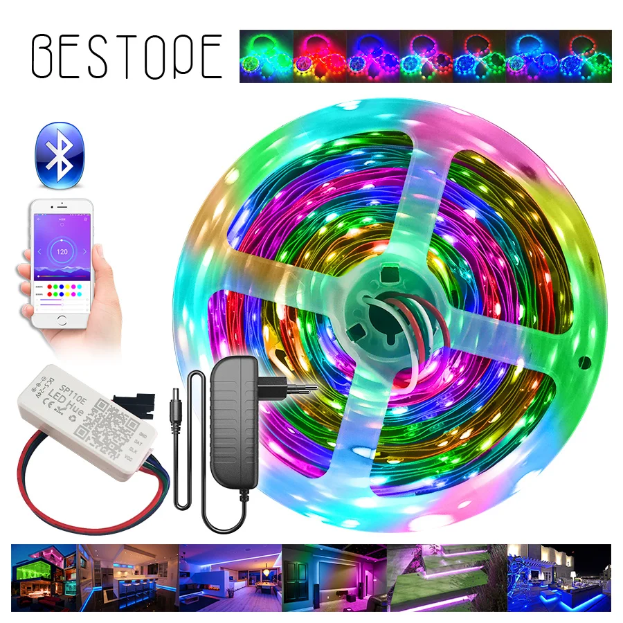 Bluetooth WS2811 цветных (RGB) светодиодных лент светильник 5050 SMD адресуемых внешний 1 IC