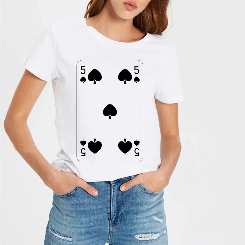 

tshirt kpop playing cards graphic t shirts tees cartoon card club 5 korean t shirt women aesthetic clothes Poker summer tops