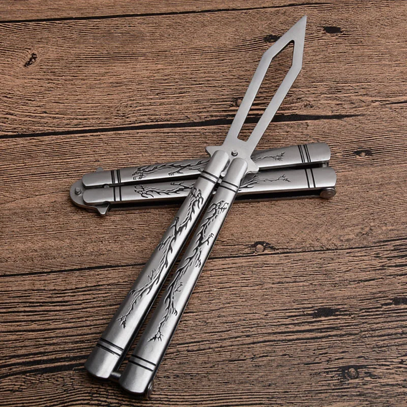 Butterfly-3cr13mov blade knife C-056 training swing knifes steel handle CS GO butterfly in knifes training sanding knives