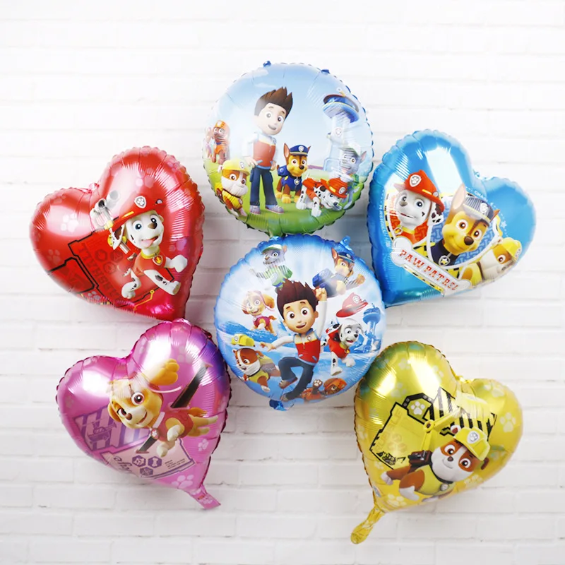 10pcs Mix color Paw Patrol одноразовые пластинки 18 дюймовые баллоны из алюминиевой фольги в форме сердца - Цвет: 10pcs Mix color
