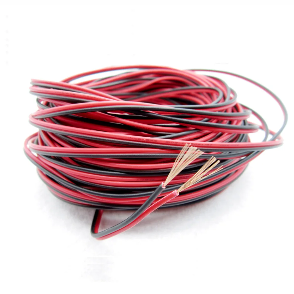 5 м 20 м 100 м 150 м 2Pin светодиодный кабель 22AWG, медный красный черный кабель 22 AWG Удлинительный провод для светодиодной ленты, ПВХ изолированный электронный провод