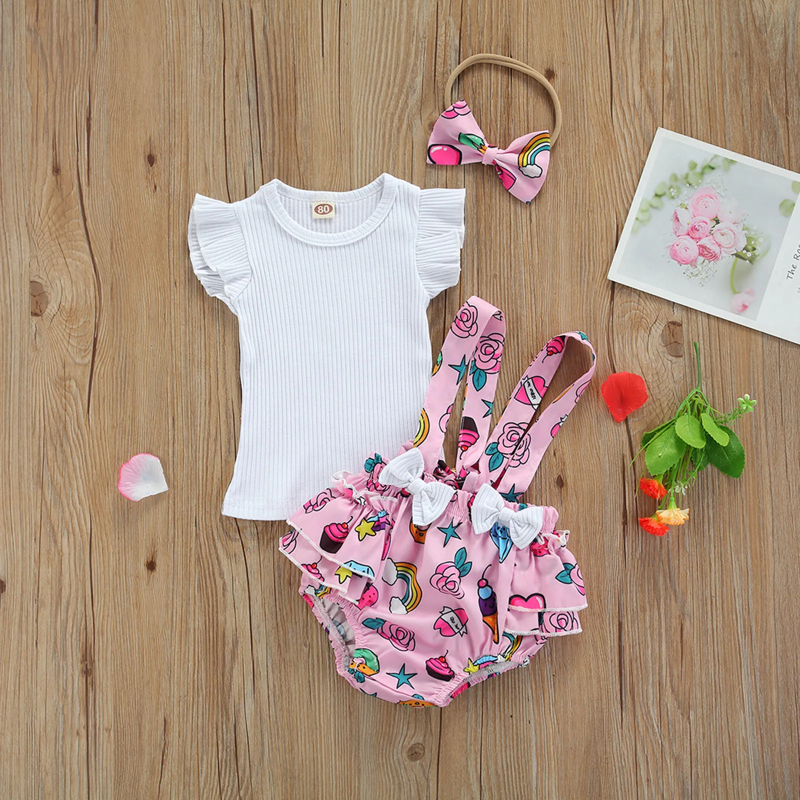 Новинка 2021 комплект одежды из трех предметов для маленьких девочек топ с круглым