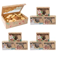 12pcs christmas candy box merry christmas cookie gift box clear window packaging bag party favor new year decoration