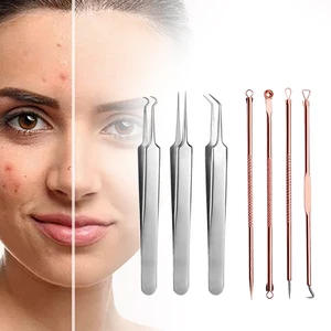 7 шт. Угри экстрактор de cravo инструмент для удаления прыщей черных точек Пинцет иглы набор кистей для макияжа с блестками и черными пятнами пятна комедонов жидкость для снятия