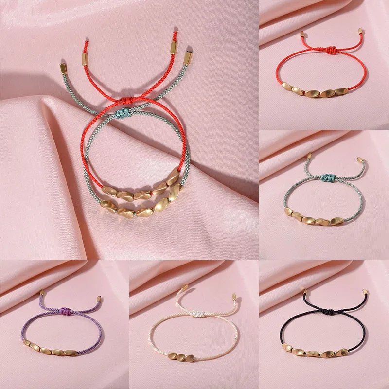 Тибетские буддийские браслеты ручной работы плетеные медные бусины женский и