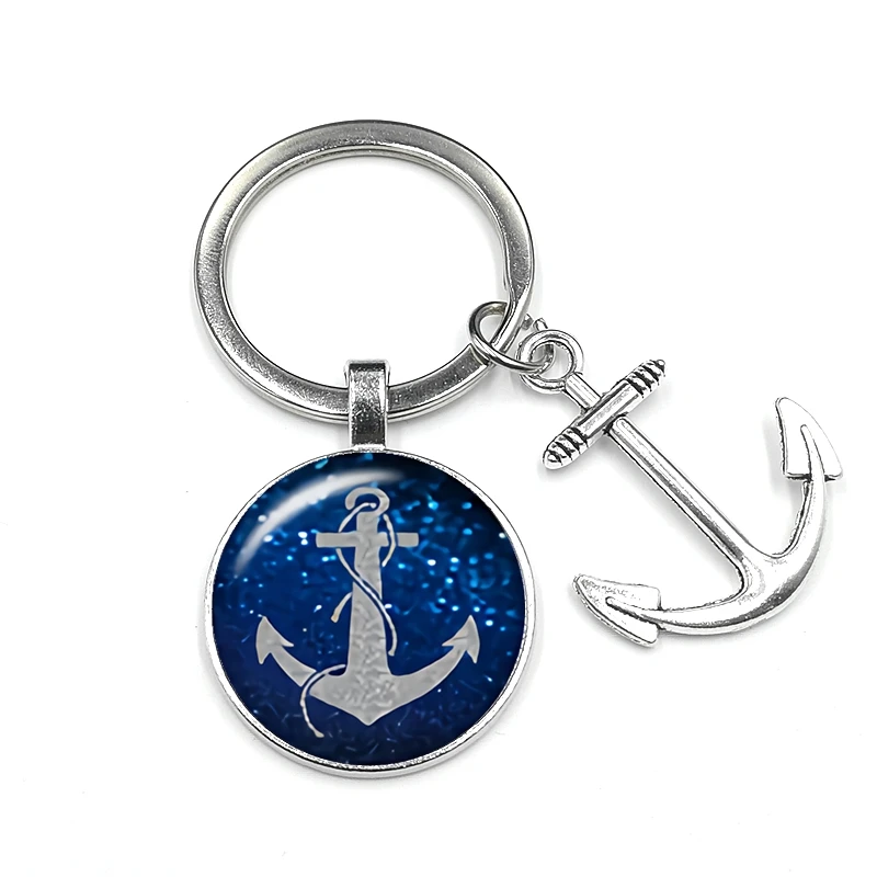 1pcs Super Keychain Gift Fashion Personality Nautical Anchor Steering Wheel Crystal Glass Convex Wallet Charm Jewellery | Украшения и