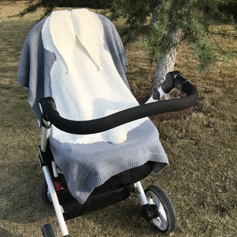 

Cartoon Rabbit Ear Knitted Blanket Children Newborn Infant Sleeping Swaddle Wrap DXAD