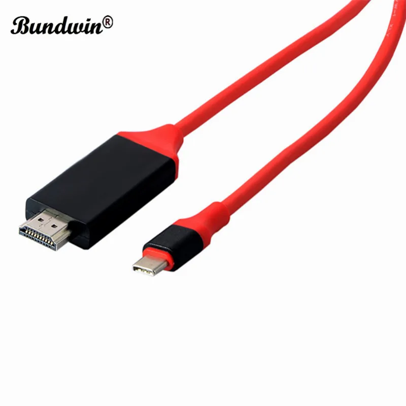 Bundwin Кабель с разъемом типа C USB 3 1 к совместимому HDMI кабель 4K 2 м USB-C HDTV конвертер