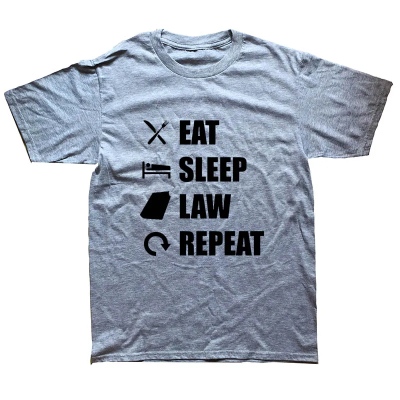 Eat Sleep Law Repeater edustry Забавные футболки мужские летние хлопковые Harajuku короткий рукав с круглым вырезом уличная черная футболка