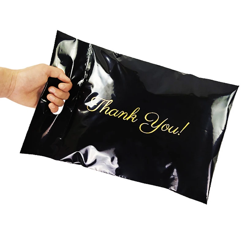 

Black Thank You Portable Poly Mailer Adhesive Envelopes Bags Courier Hair Bundles Party Gifts Boxes Shipping Pouches