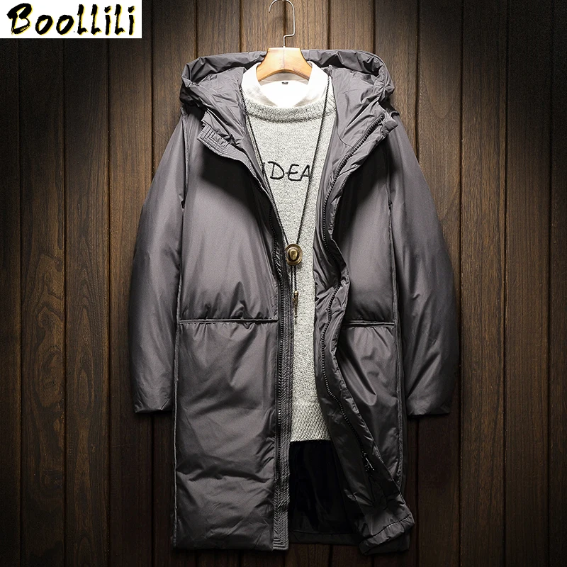 Winter New 2023 Down Jacket Men 70% White Duck Down Men X-Long Section Casual Thickening Warm Youth Men'S Hooded Down Coat