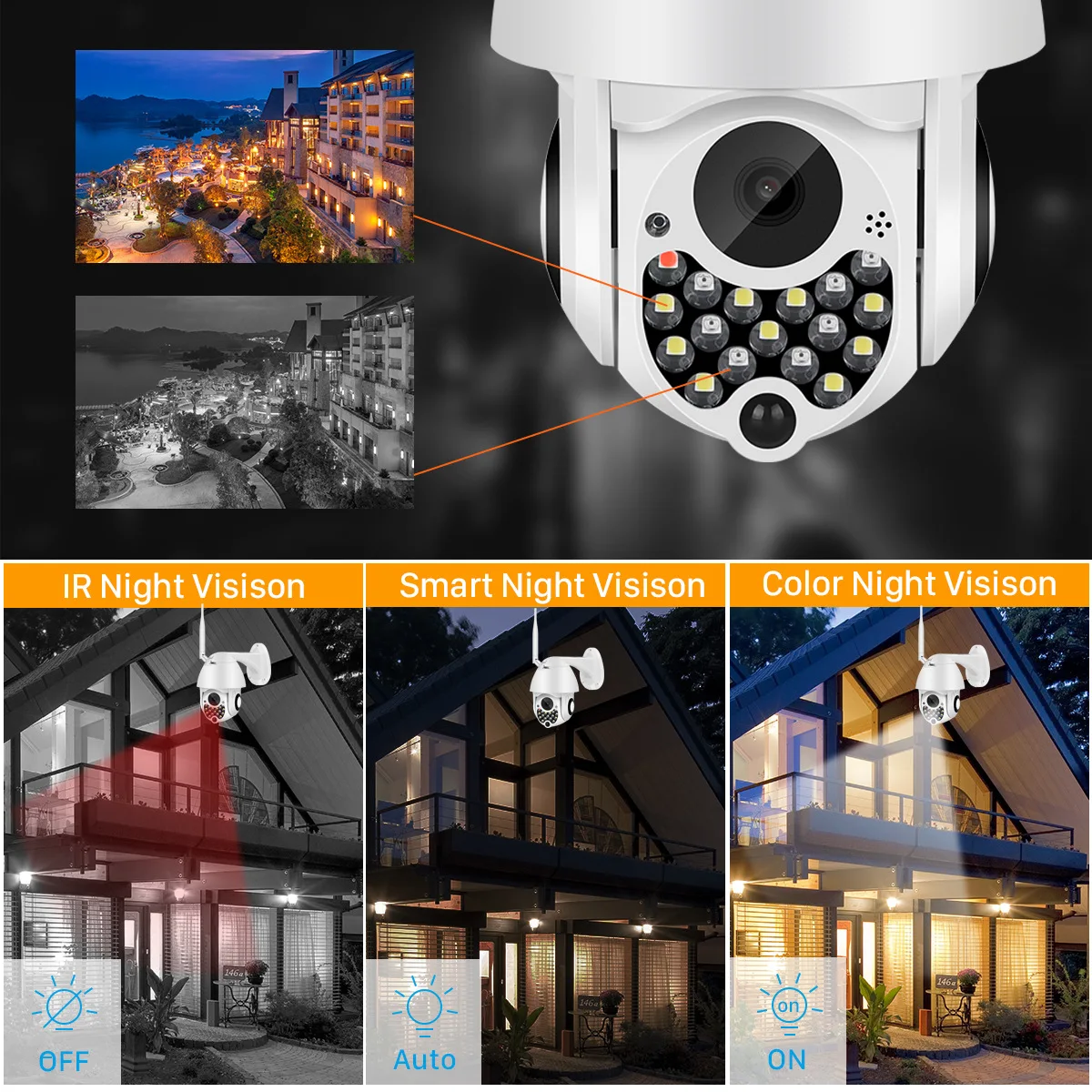 

Wireless Camera Wifi IP 360 Security Surveillance Externa 1080P HD Outdoor PTZ Auto Tracking Infrared Night Vision Waterproof
