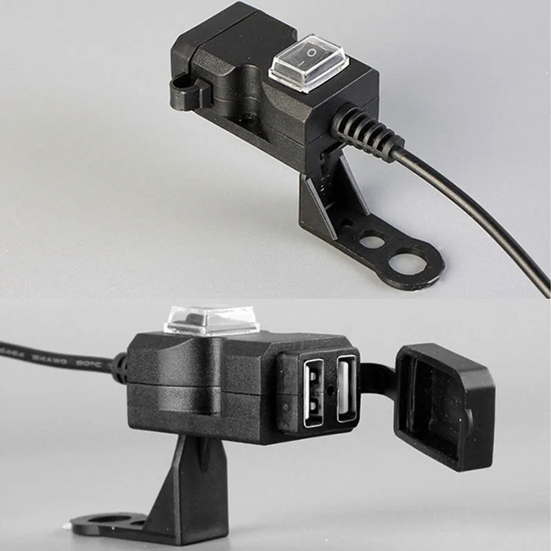 12-24V Dual USB Motorcycle Handlebar Phone Charger Socket Waterproof Switch Mounts V-Best | Автомобили и мотоциклы