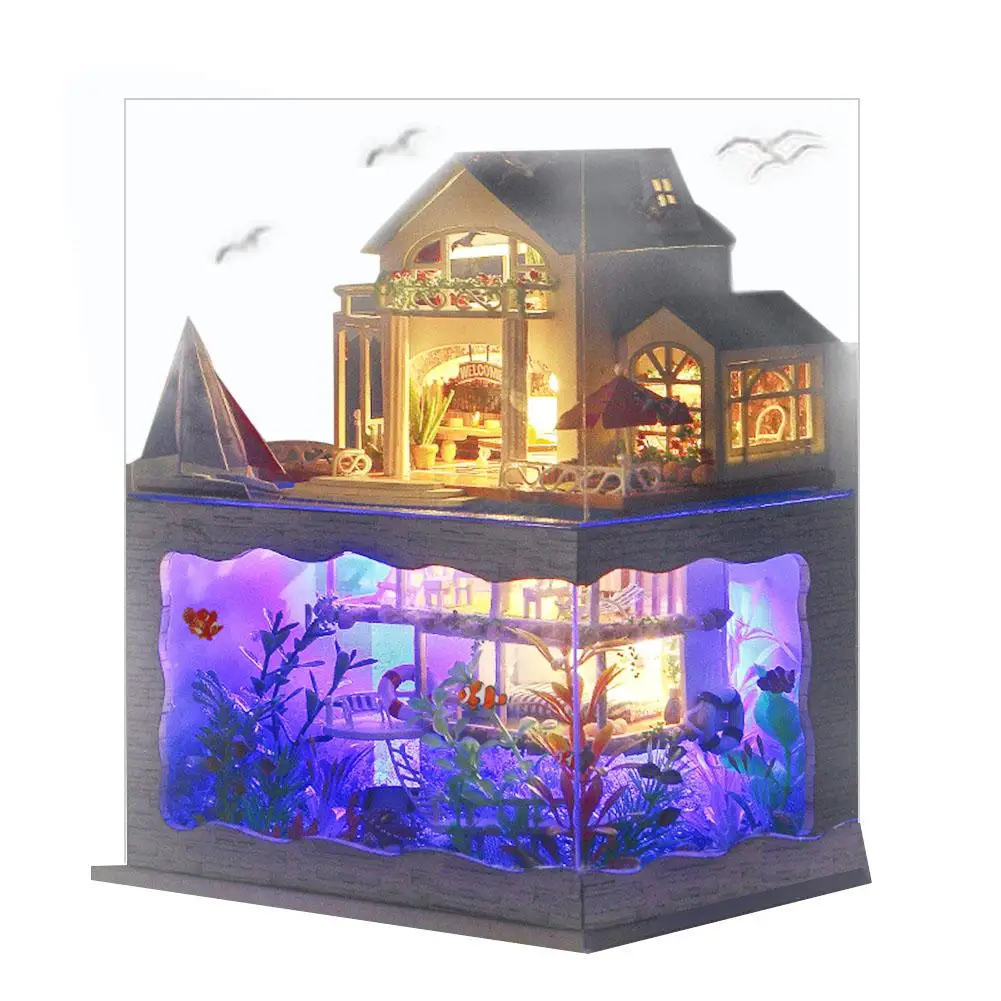 

doll houses Villa miniature villa dollhouse diy big doll house wooden furniture kit travaux manuels adulte oyuncak ev