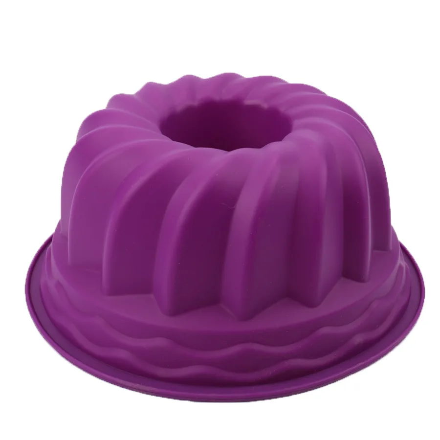 Purple Большой полый круглый 9 дюймов шифон торт плесень Шестерня пластина, силиконовая форма для торта, инструмент для выпечки легко снять - Цвет: Purple
