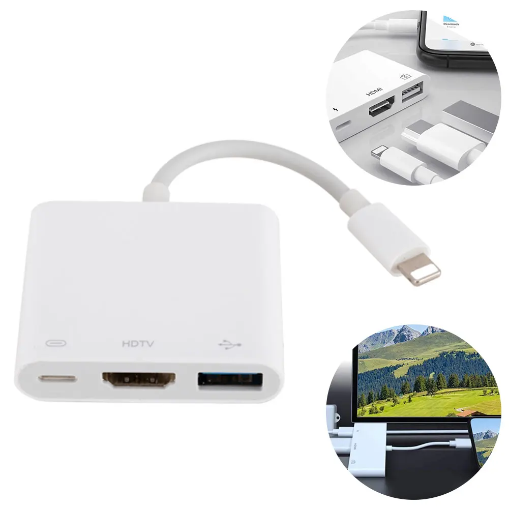 Lightning/HDMI 1080P кабель HDMI/USB/SD/TF Card Reader цифровой AV ТВ OTG адаптер Hub для iPhone X XR XS 11Pro Max SE iPad