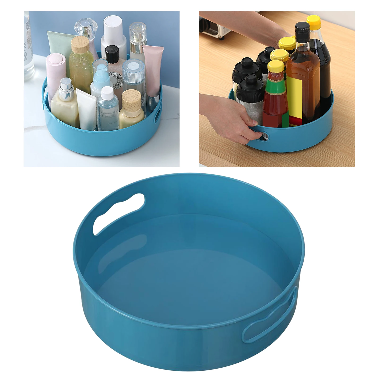 

Многофункциональный вращающийся поднос для хранения бутылок с пряностями, Настольная стойка, органайзер, синяя кухонная столешница для хр...