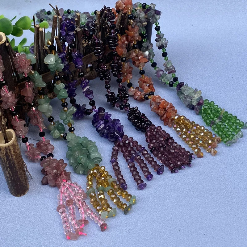 

Long sweater chain natural garnet Dongling jade agate powder Crystal Amethyst broken stone fluorite women's clothing Necklace