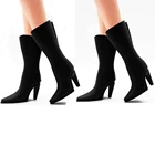 Модные черные сапоги 2 парыкомпл., универсальные благородные сапоги на высоком каблуке для куклы Барби 16, аксессуары высокого качества, детские сапоги сделай сам 005E