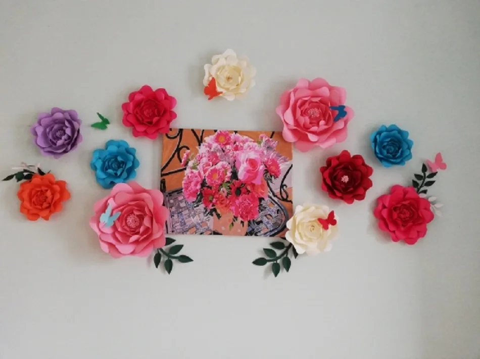DIY большая Роза гигантские Бумажные цветы для свадебных фонов украшения бумажные поделки для детской комнаты день рождения видео-обучающие материалы
