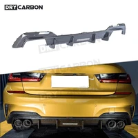 for bmw 3 series g20 2019 2020 dry carbon fiber rear lip diffuser spoiler fins shark style bumper guard plate car styling