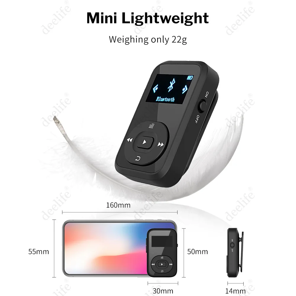 

Deelife Running MP3 Play Bluetooth with Clip Armband Headphones Mini Radio Music MP 3 Players for Sports