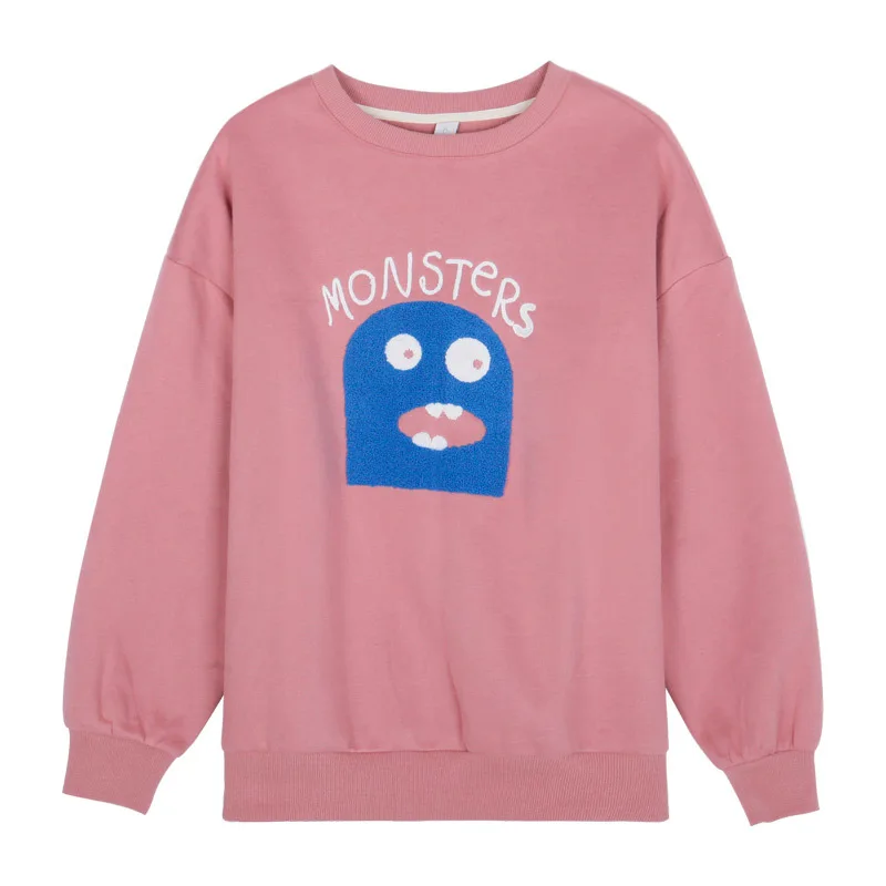 

Fun Age-reducing Three-dimensional Cartoon Towel Embroidered Plus Velvet Sweater Women's 2020 Winter Loose Top Sweatshirt Women