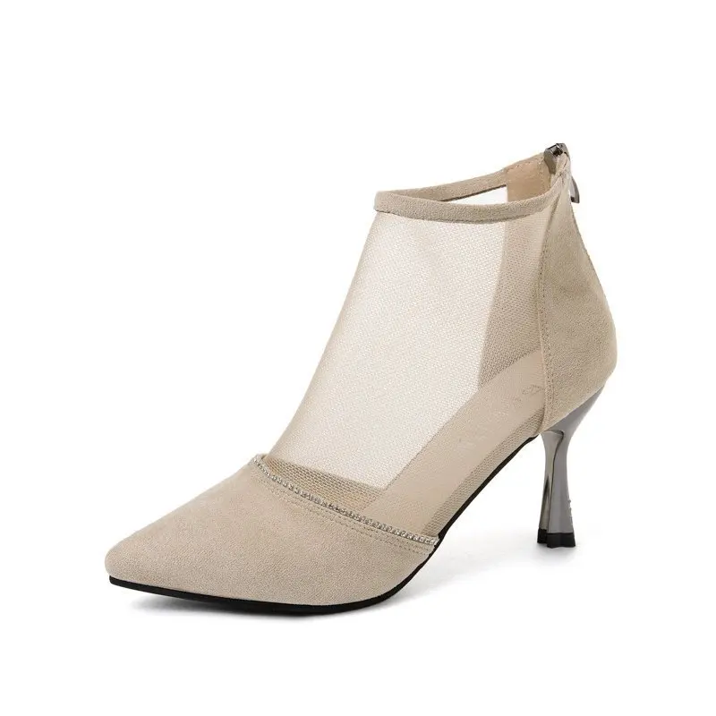 

High Heel Sandal for Women Shoes Closed Toe 2021 Summer Suit Female Beige Espadrilles Platform High-heeled Spring Sexy Laces Den