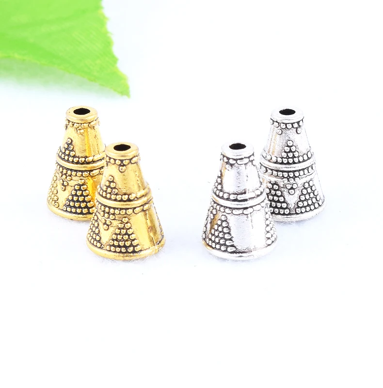 20 шт. античные золотые/серебряные Ретро цветок-колокольчик в форме крышки для