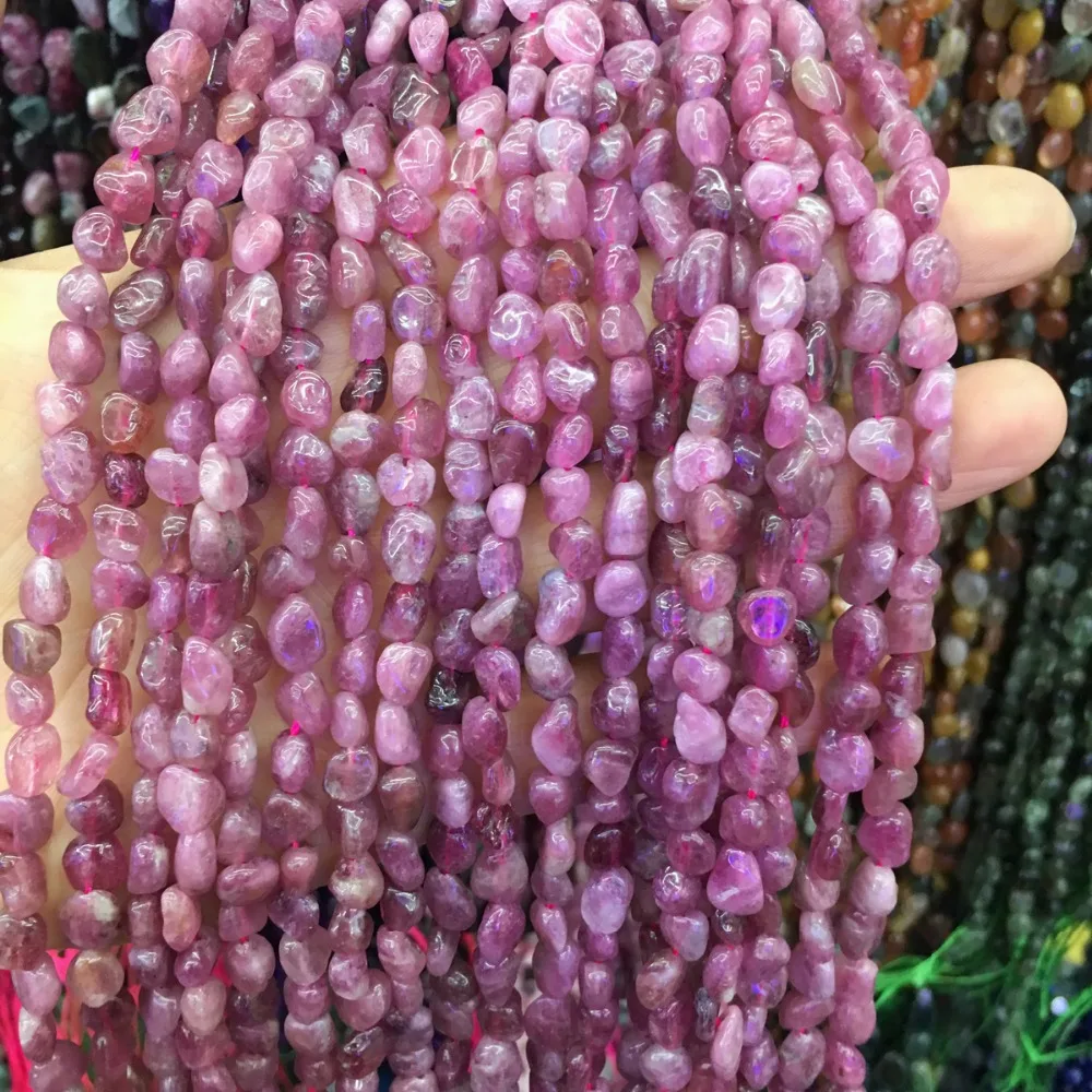 

2020 New Natural Stone Loose Beads Garnet Tourmaline Irregular For DIY Necklace Bracelet Jewelry Making 6x10mm 8x10mm