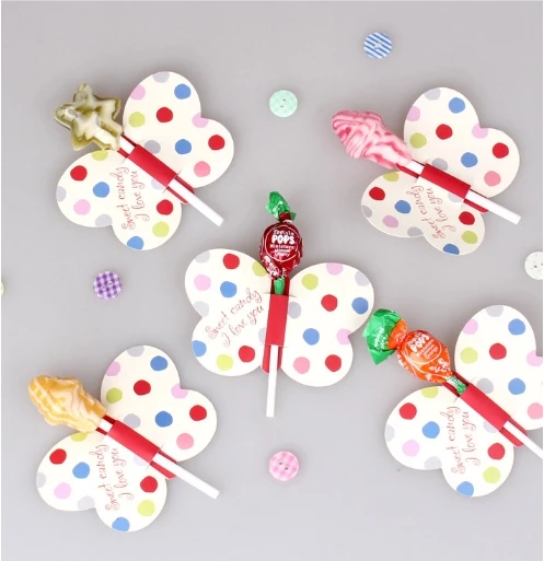 

50 шт./лот милые украшения в виде бабочек и леденцов, карточка для украшения дня рождения, вечерние НКИ, свадьбы, конфеты, палочки, подарки для ...