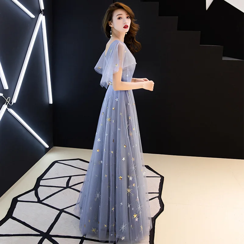 JaneVini 2020 элегантное серое синее длинное платье для выпускного вечера с поясом