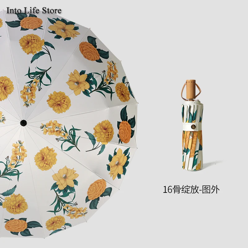 

Luxury Folding Sun Umbrella Beach UV Parasols Ladies Sun Umbrellas Rain Women 16K big Windproof Umbrella Gift Ideas UPF50+