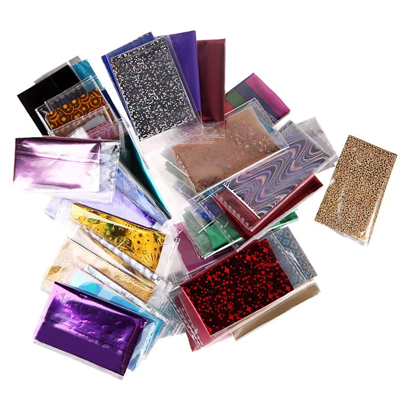 50 случайных цветов фольги Galaxy наклейки для ногтей бумага блестящая