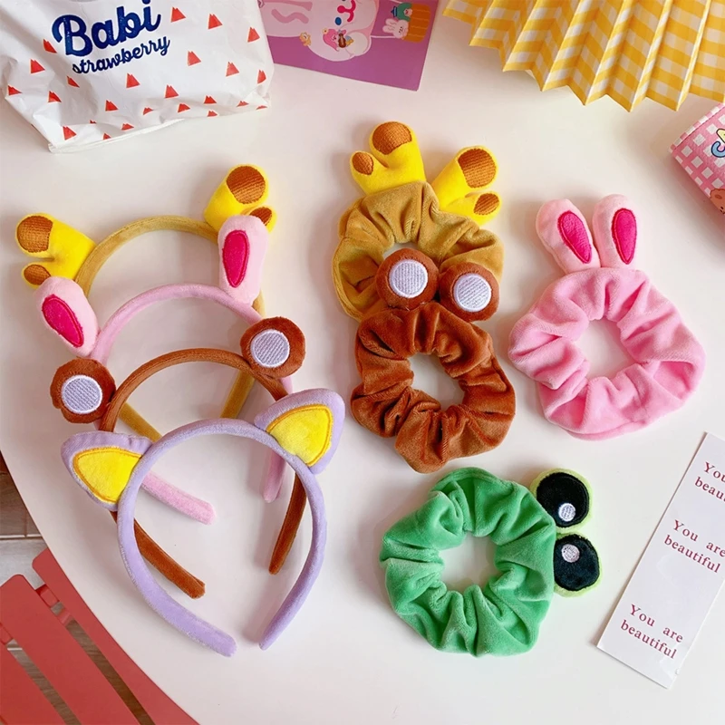 Забавная мультяшная повязка на голову с ушками животных милые глаза лягушки