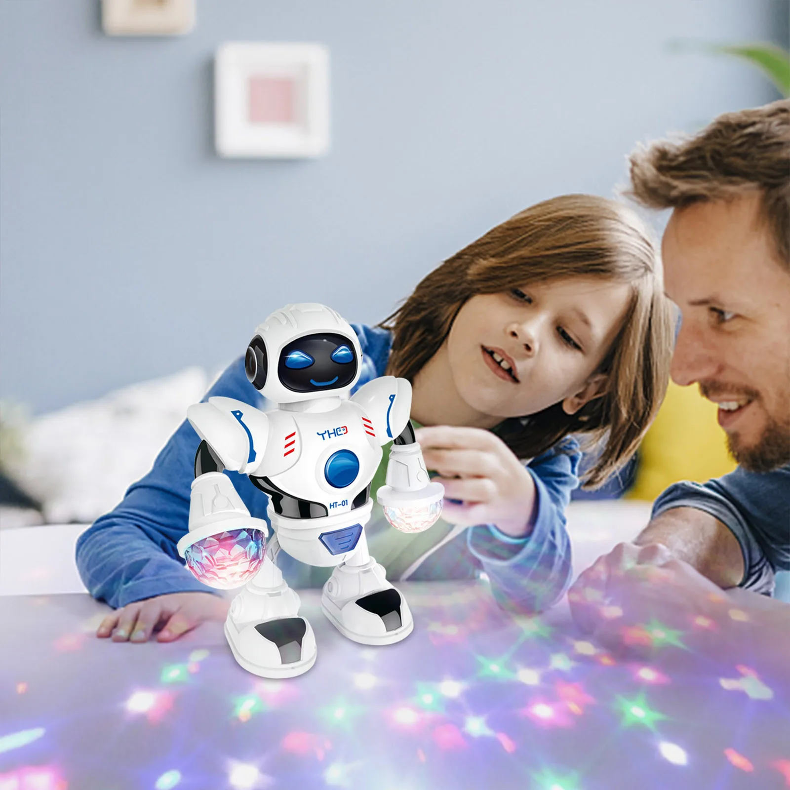 

Популярный Радиоуправляемый автоматический Электрический танцевальный робот-игрушка со светодиодный светильник кой, музыкальный танцева...