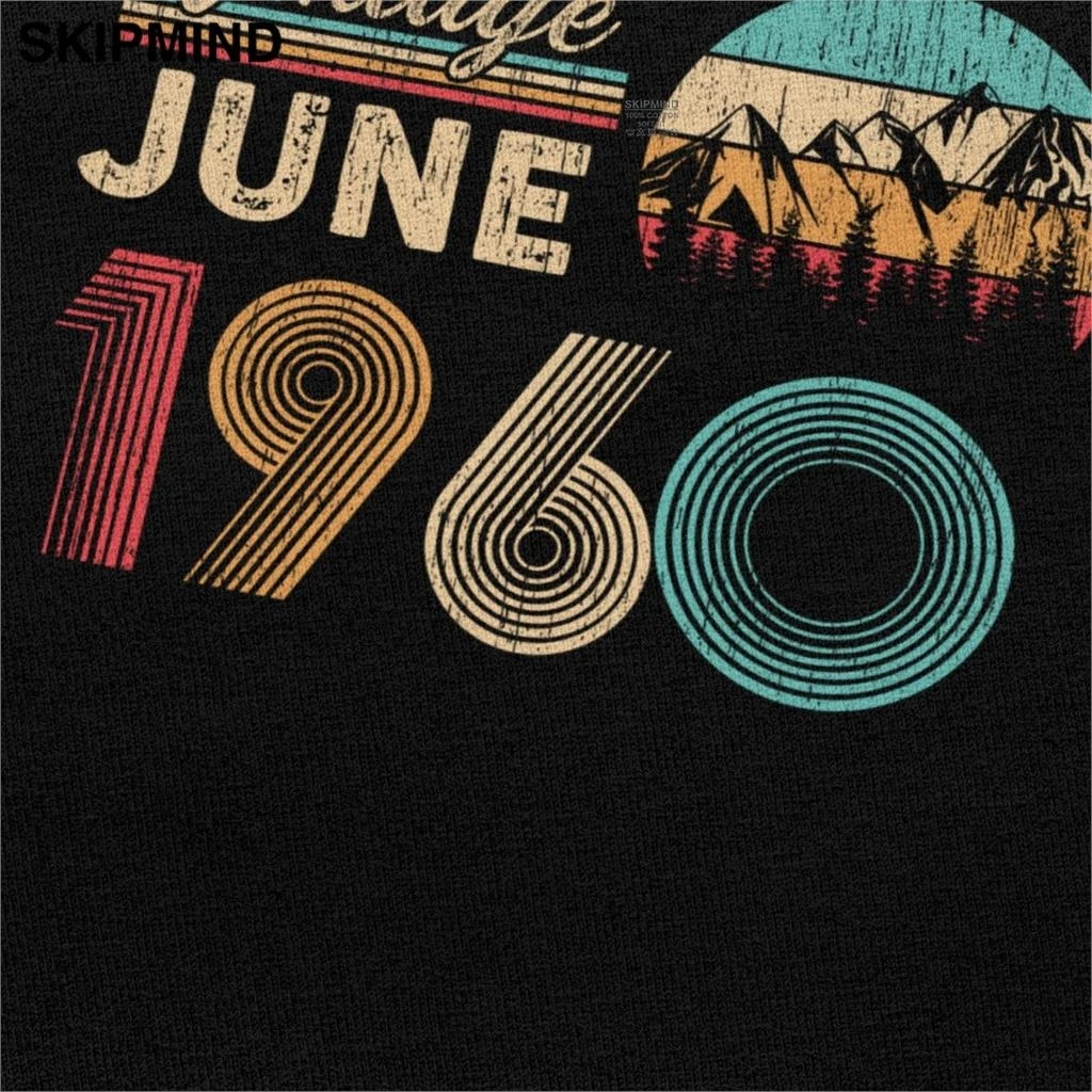 В винтажном стиле С июня 1960 60th день рождения мужские футболки натуральный хлопок