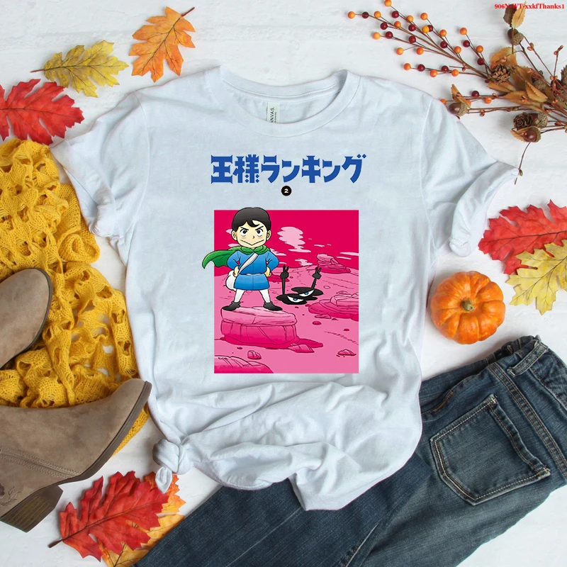 

Ranking of Kings Ousama Ranking Anime T-shirts for Women Men Clothing Cartoon Kawaii Boji and Kage Anime Manga White Tee Shirts